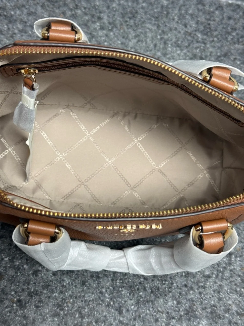 NWT Michael Kors Small Sienna Brown Leather Satchel TopHandle/Crossbody Bag $328 - Picture 11 of 16